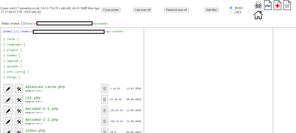 Backdoor malware installed on website