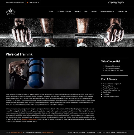 Gym Website Design