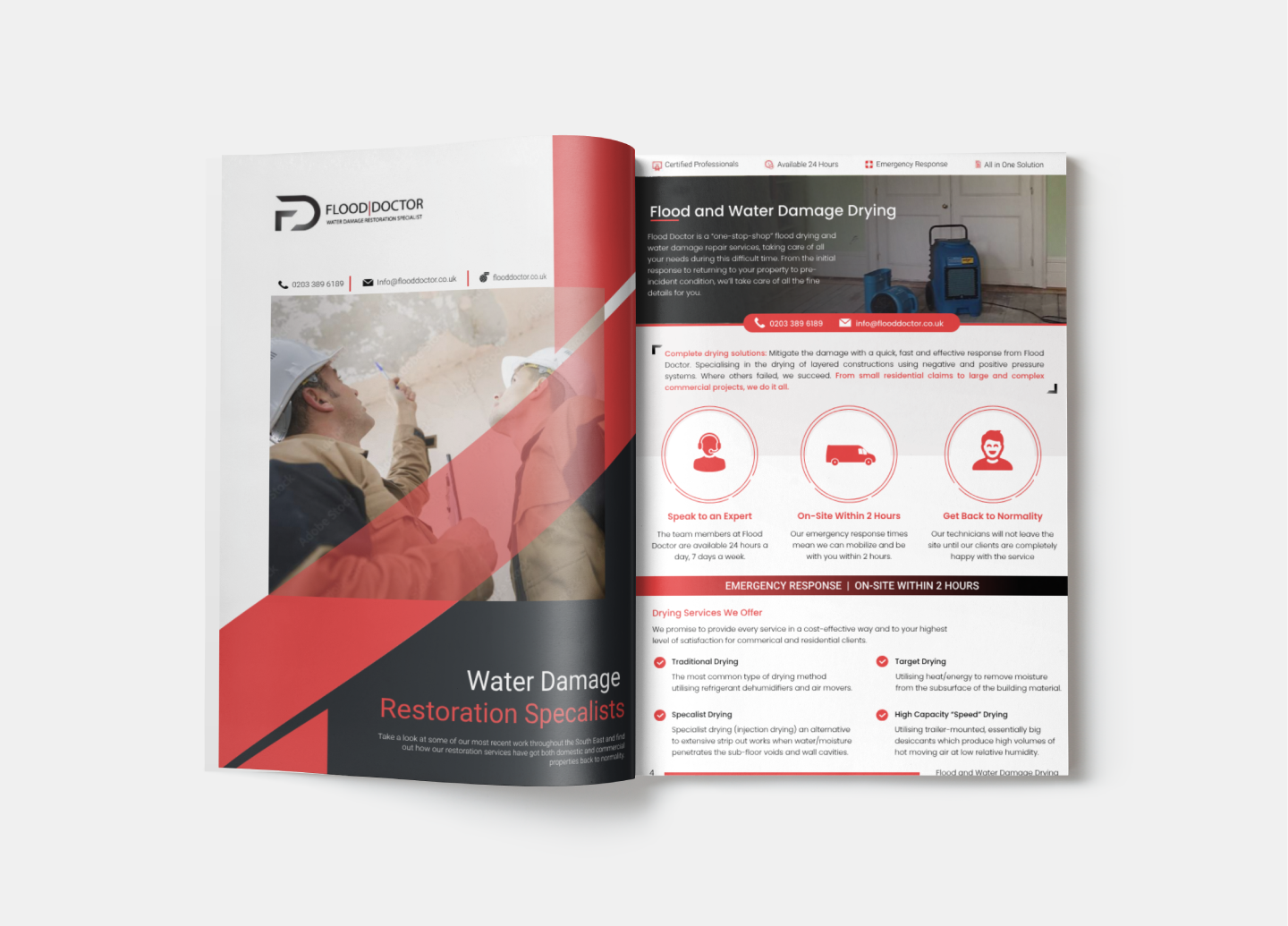 Brochure for a Water Damage Company